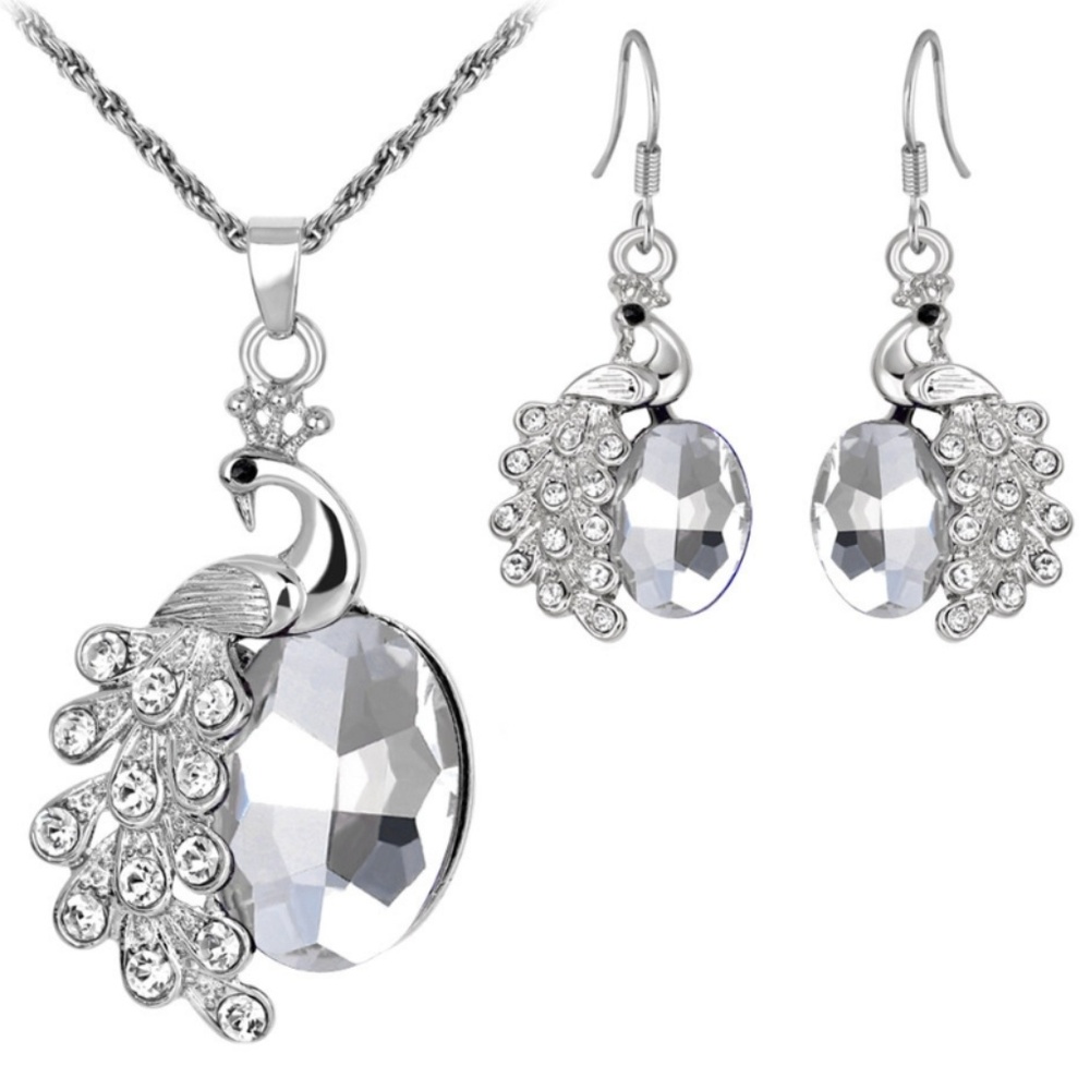 Necklace & Earrings - Diamond Peacock White